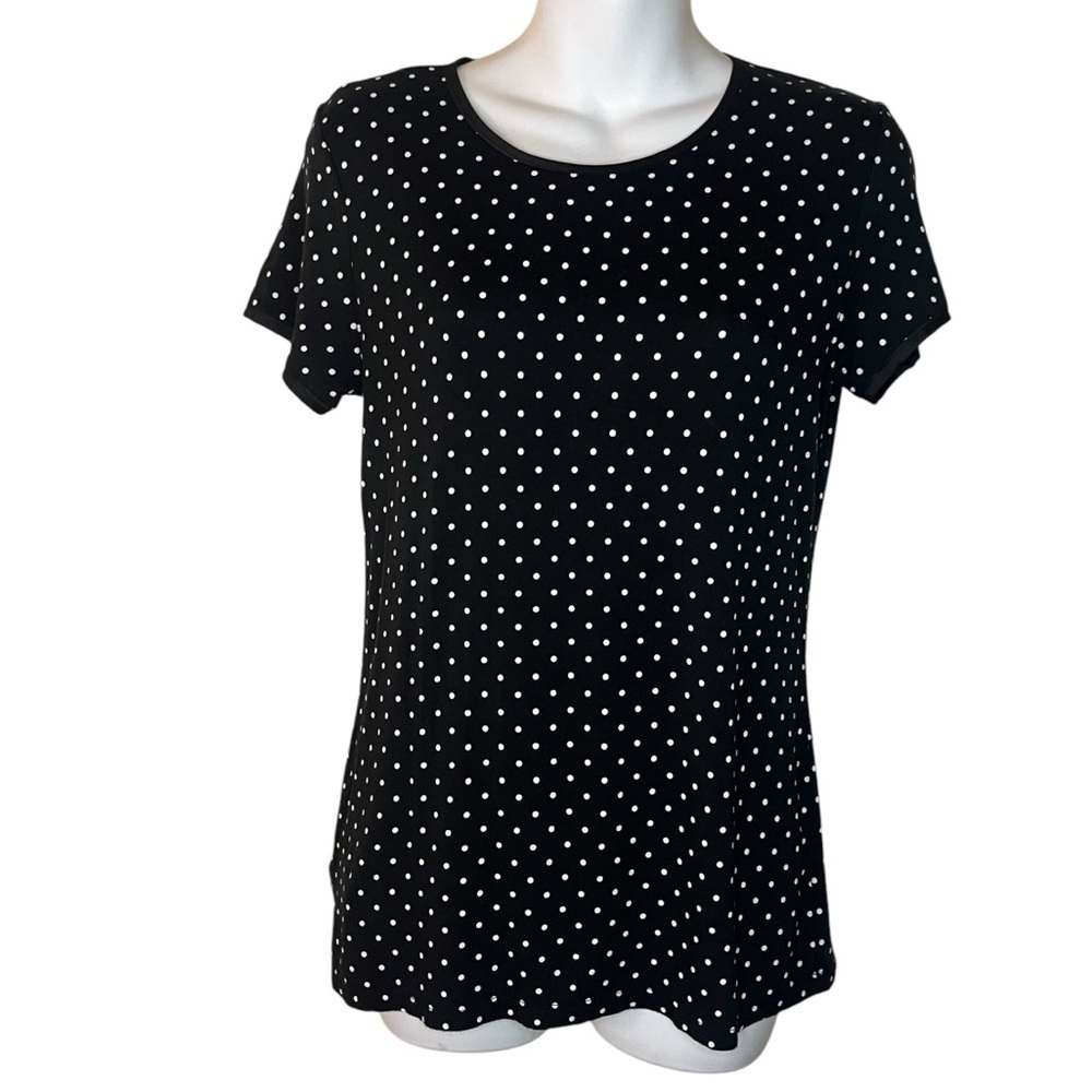 Ann Taylor black and white polka dot short-sleeve top size S